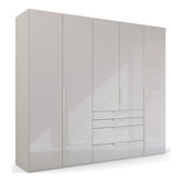 Frans 250cm Glass 5 Door Wardrobe With Drawers - Pendle Village Furniture
